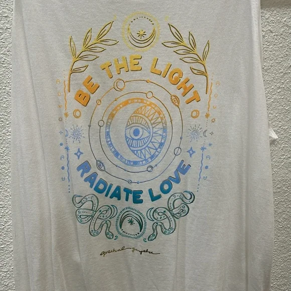 NWT Spiritual Gangster Jade Muscle Tank Top Be The Light Radiate Love White S - Picture 9 of 9